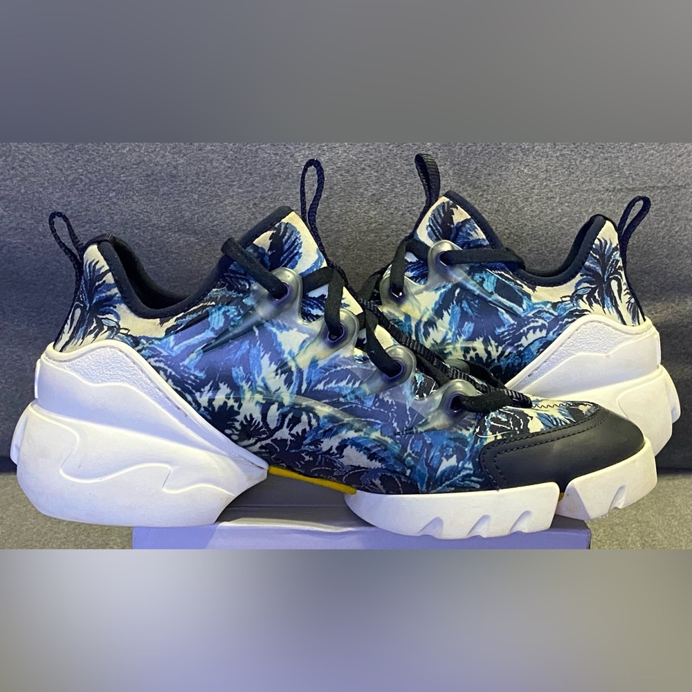 Christian Dior Neoprene Rubber Blue Palms Print D-Connect Sneakers WMN Sz 10 US